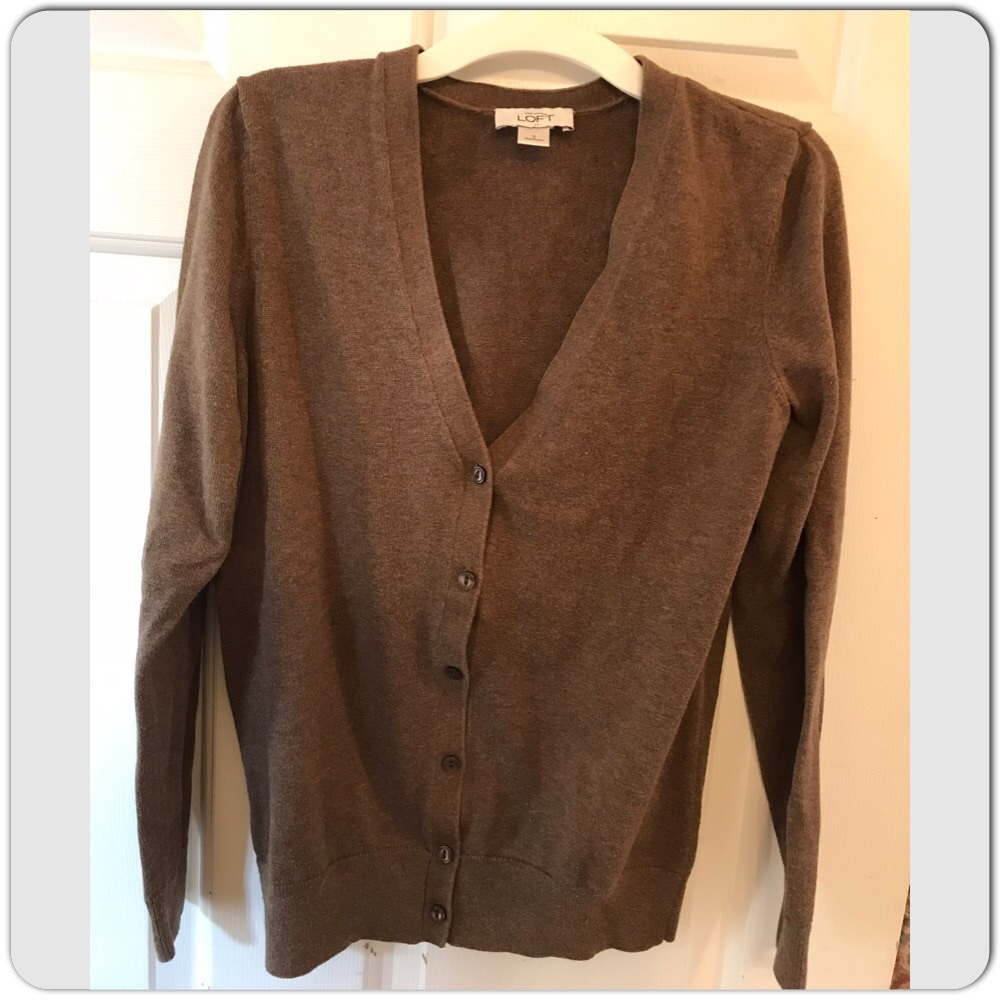 LOFT Brown Button Down Cardigan - Picture 5 of 8